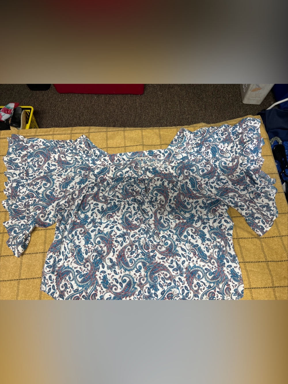 Terra & Sky White BOHO Paisley Skater Skirt with Blue and Pink Accents